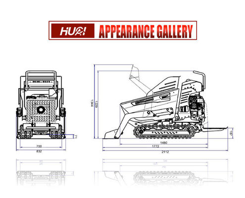 Motor YANMAR HUAQI 500kg 800KG 1 T 2 Ton Diesel Hydraulic Crawler Mini Dumper com 1