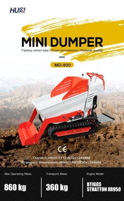 Alta eficiência de operação Ton Crawler Mini Vibração de borracha Diesel Dumper autocarregamento