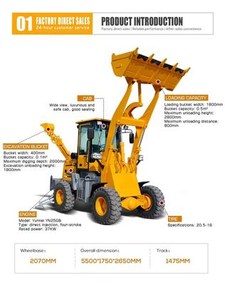 Versátil 1 Ton Backhoe Loader e Mini Backhoe removível para suas necessidades de construção
