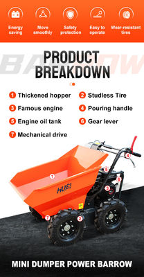 Carrinho de rodas Mini Dumper Site Mini Crawler Dumper Loader com 4.1/3600kw/rpm Potência nominal