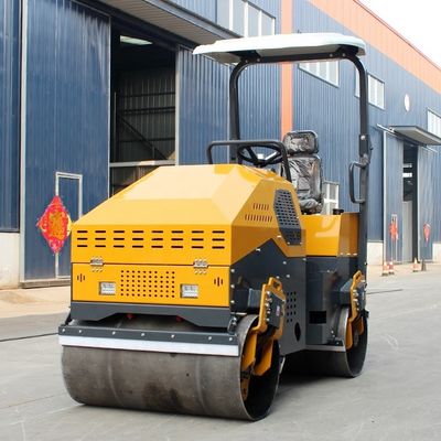 Compactador de estrada de vibração hidráulica de 3 toneladas com duplo tambor para suavidade e compactação