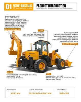 Carregadores elétricos de retroescavadeira de rodas mais pequenos com base de rodas de 150 mm Mini Front End Loader