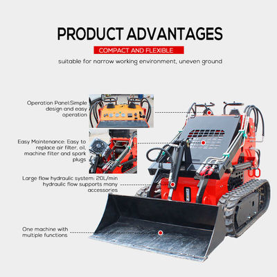 MOOG Mini Diesel Crawler Track Loader com velocidade do motor de 3600 RPM e martelo hidráulico