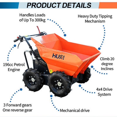 Retorno de corda de puxa manual Iniciar Mini Dumper Truck com potência do motor de gasolina e 125L Balde