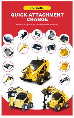 Potente Mini Skid Steer Loader de 500 kg com pista de 15,7 kW e potência máxima de 17,1 kW