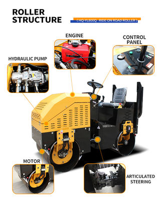 Equipamento de construção rodoviária YL800 Full Hydraulic 1,2 Ton Drum Diameter 530mm Roller