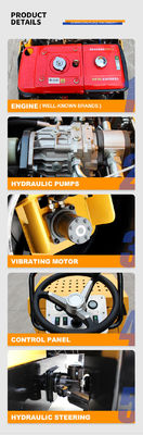 70Hz Frequência de excitação 1.5t Roda dupla totalmente hidráulica Motor padrão europeu Roller de estrada