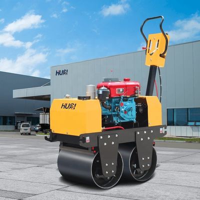 Caminhe atrás do compactador de vibração de tambor duplo com bomba hidráulica HUAQI e motor HONDA